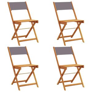 vidaXL Sillas plegables 4 uds madera maciza y tela antracita