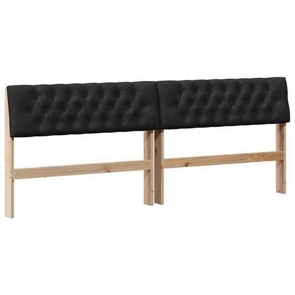 vidaXL Cabecero tapizado Negro 200 cm Madera de pino macizo