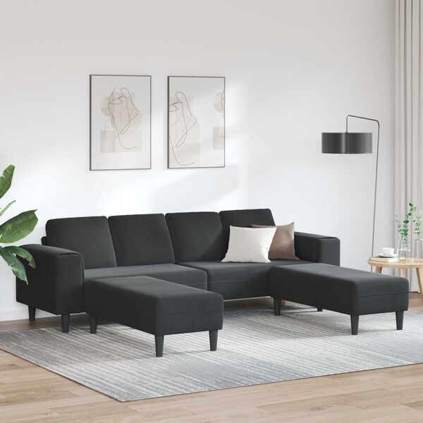 vidaXL Sof&aacute; de sala 3 pcs Negro
