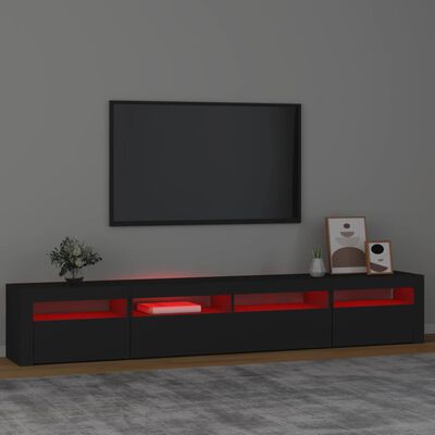 vidaXL Mueble de TV con luces LED Negro 240x35x40 cm