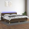 vidaXL Cama box spring con colch&oacute;n LED tela marr&oacute;n oscuro 200x200 cm