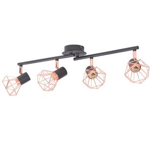 vidaXL L&aacute;mpara de techo con 4 focos E14 negra y cobre