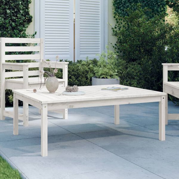 vidaXL Mesa de jard&iacute;n madera maciza pino blanco 121x82,5x45 cm