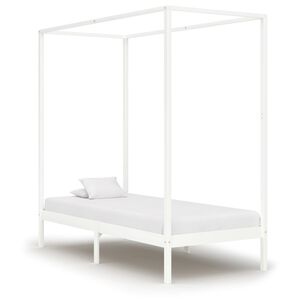vidaXL Cama con dosel sin colch&oacute;n madera maciza blanco 100x200 cm