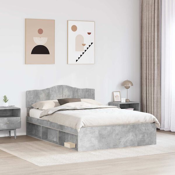 vidaXL Estructura de cama Concreto 160 x 200 cm Madera de pino macizo