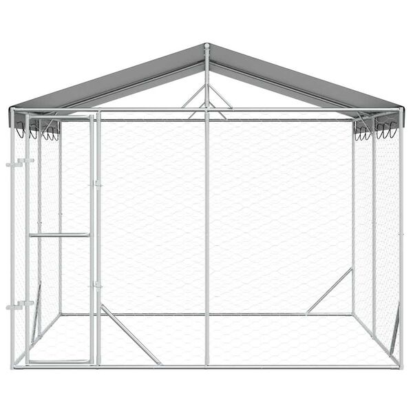 vidaXL Perrera de exterior con techo acero galvanizado plata 3x3x2,5 m