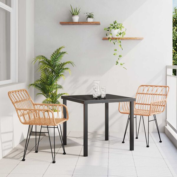 vidaXL Conjunto de Comedor de Jard&iacute;n 3 pcs Marr&oacute;n