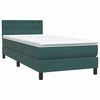 vidaXL Cama box spring con colch&oacute;n y LED terciopelo verde oscuro 90x220 cm