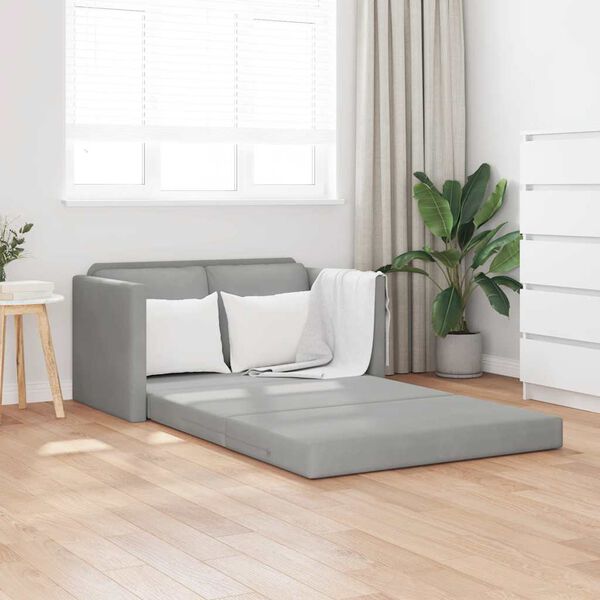 vidaXL Sof&aacute; cama de suelo 2 en 1 terciopelo gris claro 122x204x55 cm