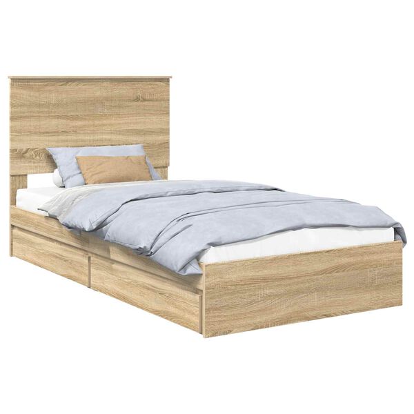 vidaXL Cama con almacenamiento con cabecera Roble Sonoma 100 x 200 cm
