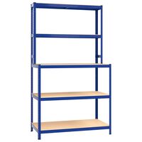 vidaXL Mesa de trabajo con estantes 5 niveles madera y acero azul