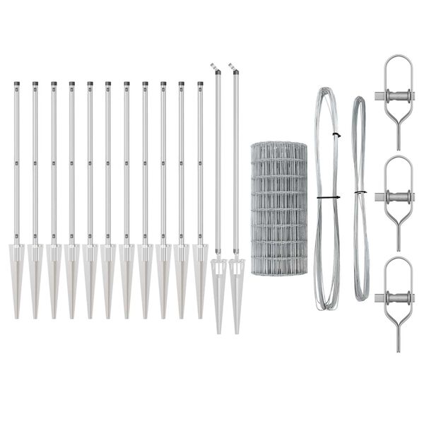 vidaXL Valla con Poste Plateado 1 x 10 m Acero