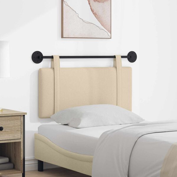 vidaXL Cabecera Colgante Montaje en la pared Crema 90 x 55 x 5 cm tela