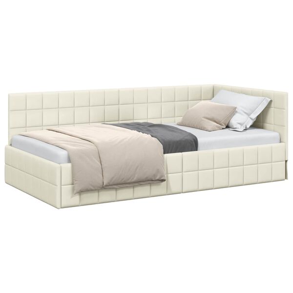 vidaXL Estructura de cama en esquina Crema 90 cm x 190 cm Terciopelo