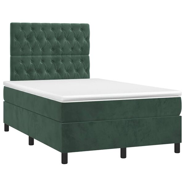 vidaXL Cama box spring con colch&oacute;n terciopelo verde oscuro 120x190 cm