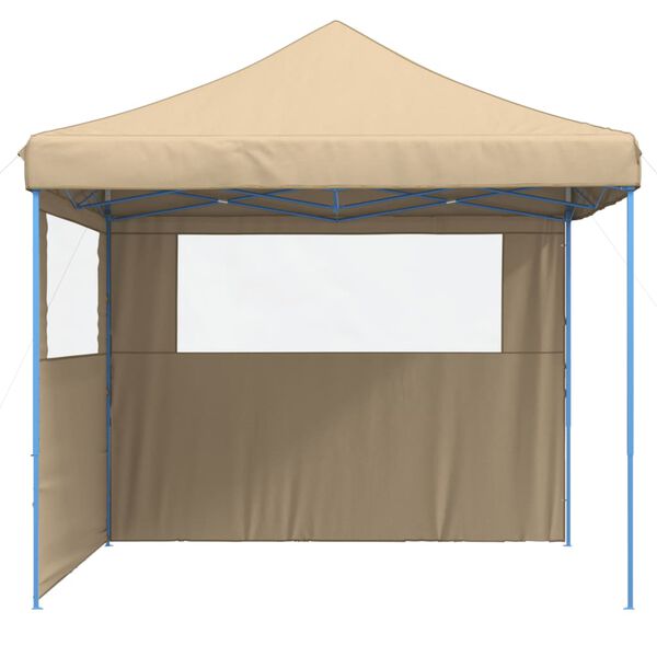vidaXL Tienda de fiesta plegable Pop-Up con 2 paredes laterales beige