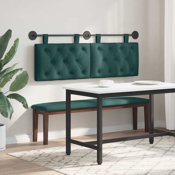vidaXL Cabecera Colgante Verde oscuro 150 x 55 x 7 cm tela
