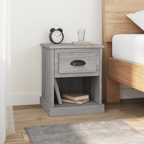 vidaXL Mesita de noche madera contrachapada gris Sonoma 39x39x47,5 cm