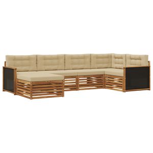 vidaXL Conjunto de sof&aacute;s de exterior con coj&iacute;n 6 pcs Natural y Beige