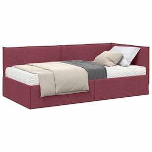 vidaXL Estructura de Cama Esquina con Colch&oacute;n 2 uds. Rojo vino