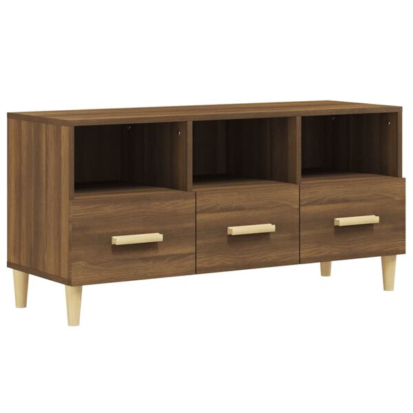 vidaXL Mueble para TV madera contrachapada roble marr&oacute;n 102x36x50 cm