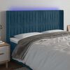 vidaXL Cabecero con LED de terciopelo azul oscuro 163x16x118/128 cm