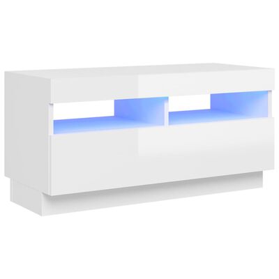 vidaXL Mueble de TV con luces LED blanco brillante 80x35x40 cm