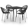 vidaXL Juego de comedor para jard&iacute;n 5 piezas rat&aacute;n PVC negro