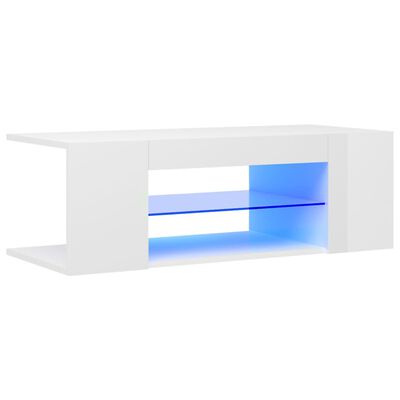 vidaXL Mueble de TV con luces LED blanco brillante 90x39x30 cm