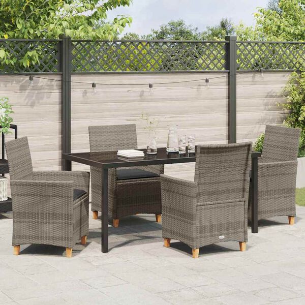 vidaXL Conjunto de Comedor de Jard&iacute;n 5 pcs Gris rat&aacute;n sint&eacute;tico