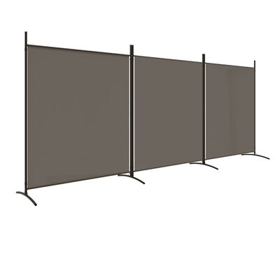 vidaXL Biombo divisor de 3 paneles de tela gris antracita 525x180 cm