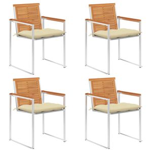 vidaXL Sillas de jard&iacute;n y cojines 4 unidades madera maciza de acacia