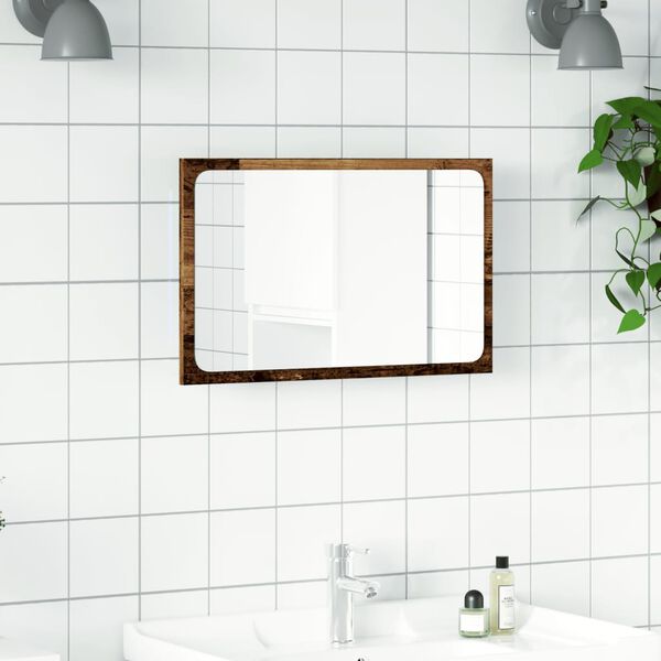 vidaXL Espejo de ba&ntilde;o con luz LED madera envejecida 60x8,5x38 cm