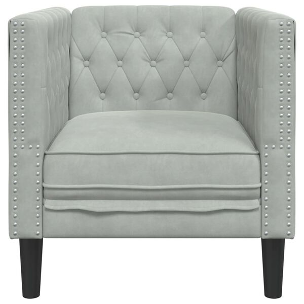 vidaXL Sillón Chesterfield de terciopelo gris claro