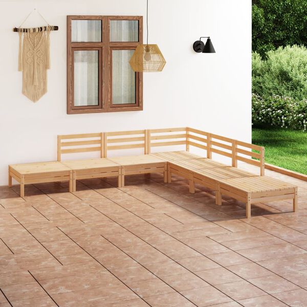 vidaXL Juego de muebles de jard&iacute;n 7 piezas madera maciza pino
