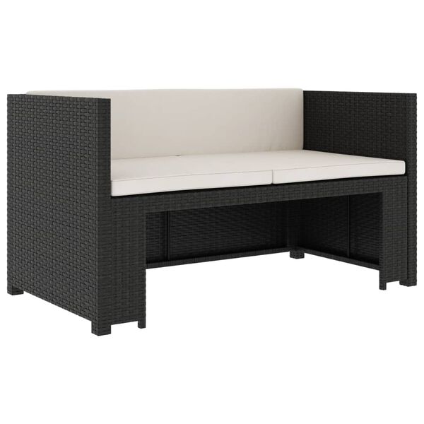 vidaXL Set muebles de jardín 5 piezas y cojines ratán sintético negro