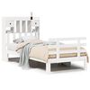 vidaXL Cama con estanter&iacute;a sin colch&oacute;n madera maciza blanca 75x190 cm