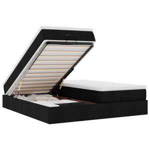 vidaXL Estructura de cama otomana con colchones tela negra 200x200cm