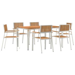 vidaXL Juego de comedor para exteriores 7 pcs Madera de teca maciza