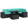 vidaXL Set sof&aacute;s jard&iacute;n y cojines 6 pzas rat&aacute;n sint&eacute;tico acacia negro