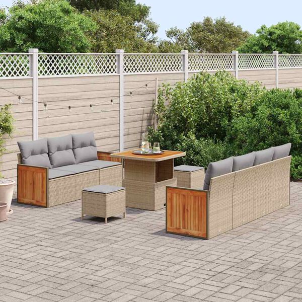 vidaXL Conjunto de sof&aacute;s de jard&iacute;n con coj&iacute;n 13 pcs Beige y Gris Claro