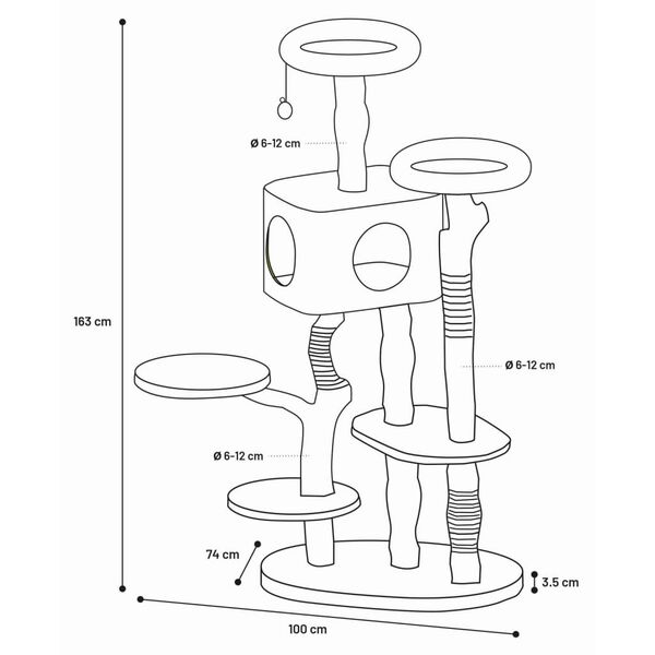 FLAMINGO Rascador para gatos Yuna blanco y natural 100x74x163 cm