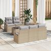 vidaXL Conjunto de sof&aacute; de jard&iacute;n 6 pcs Beige y gris rat&aacute;n sint&eacute;tico