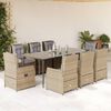 vidaXL Set comedor de jard&iacute;n 9 pzas con cojines rat&aacute;n sint&eacute;tico beige
