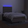 vidaXL Cama box spring con colch&oacute;n y LED tela gris taupe 120x190 cm