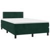 vidaXL Cama box spring colch&oacute;n y LED terciopelo verde oscuro 120x190cm