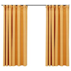 vidaXL Cortinas opacas ganchos look de lino 2 pzas amarillo 140x175 cm