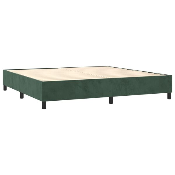vidaXL Cama box spring con colch&oacute;n terciopelo verde oscuro 200x200 cm