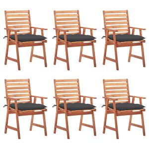 vidaXL Sillas comedor de jard&iacute;n y cojines 6 uds madera maciza acacia