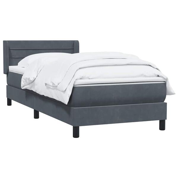 vidaXL Cama box spring con colch&oacute;n terciopelo gris oscuro 80x210 cm